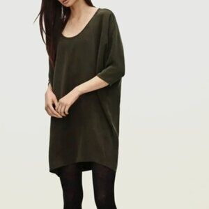 Aritzia Babaton 100% Silk Wyatt Dress | Olive Green | XXS